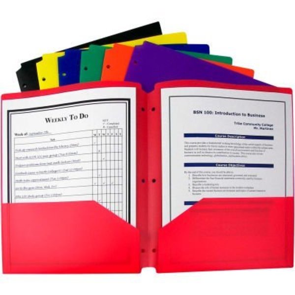 C-Line Products C-Line Products Two-Pocket Heavyweight Poly Portfolio Folder - 3 Hole Punch, Assorted Colors, 36/Set 33930-DS